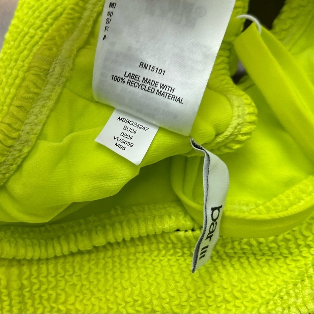 Bar III Cut Out One Piece Swimsuit Size S Chartreuse Lime Green Neon Monokini - Picture 11 of 16